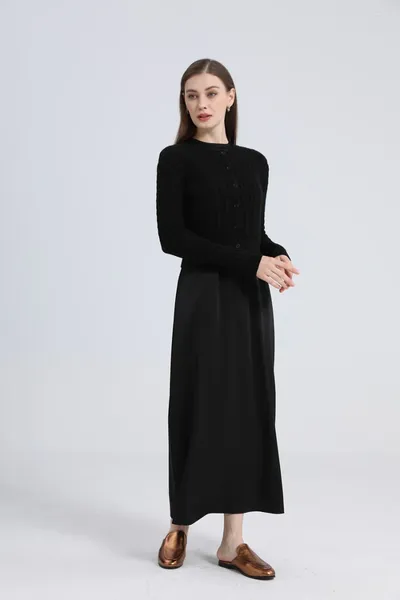 Malhas femininas como roupas femininas maxi vestido de cetim/malha costela torção cabo cardigan outono inverno coleção senhora wear