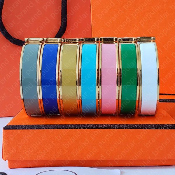 Designer-Armreif, 18-karätiges Goldarmband, Herrenarmbänder für Damen, Manschettenarmband, Valentinstagsarmband, 12 mm breit, mit Geschenktüte