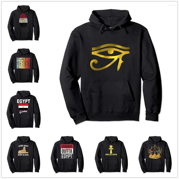 Herren Hoodies Ägyptisches Auge des Horus Ankh Ägypten Pullover Hoodie Männer Frauen Unisex Baumwolle Mann Hip Hop Stil Sweatshirt