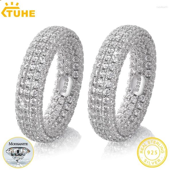 Anéis de cluster Top Quality Full Diamond Moissanite para Homens Hip Hop Jóias Sterling Silver 925 Bling Gold Pass Diamonds Test