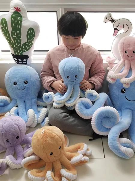 Animali di peluche ripieni 40/80 cm Giocattolo di grandi dimensioni Polpo Giocattoli Bambola di cotone PP per bambini Ragazze Decorazione della casa Regali di compleanno 231027