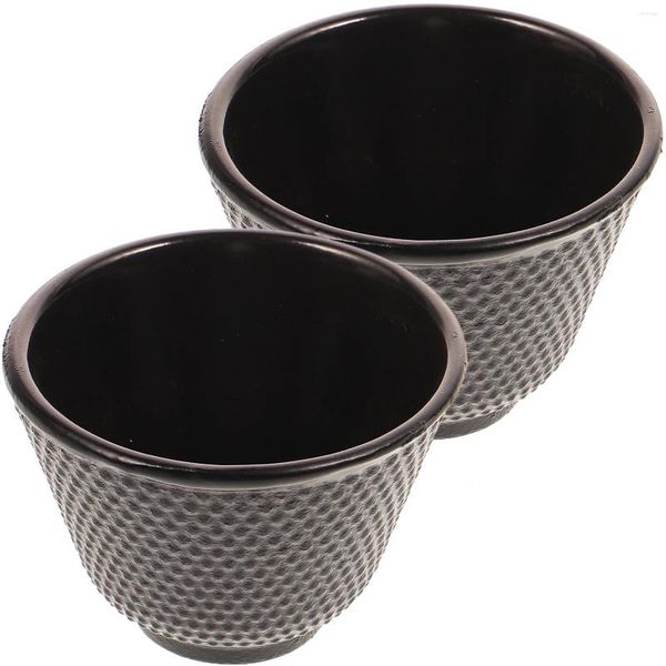 Panelas 2 Pcs Conjunto de Chá Ferro Fundido Teacup Cerâmica Canecas Artesanais Copos Criativos Teaware Casting Pot