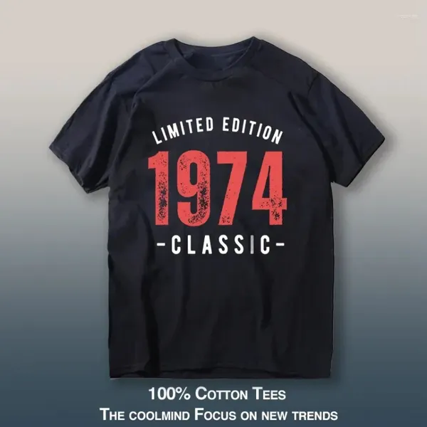 Homens camisetas Drop Cotton 1974 Palavras Imprimir Homens Shiart Tamanho Grande Unisex Camiseta O-pescoço T-shirt Legal Tee Tops Bctee