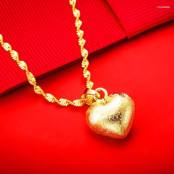 Pingente colares coração colar bonito para mulheres 24k banhado a ouro festa aniversário noivado jóias