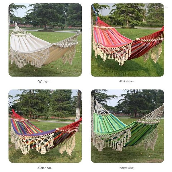 Mobília de acampamento ao ar livre nórdico rede acampamento interior elegante borla portátil pátio pendurado cama dobrável jardim dormir adulto