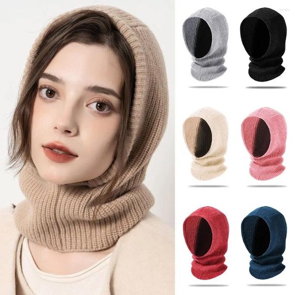 Radfahren Caps Warme Ski Maske Casual Dual-zweck Dick Gestrickte Pullover Kapuzen Hut Schal Outdoor