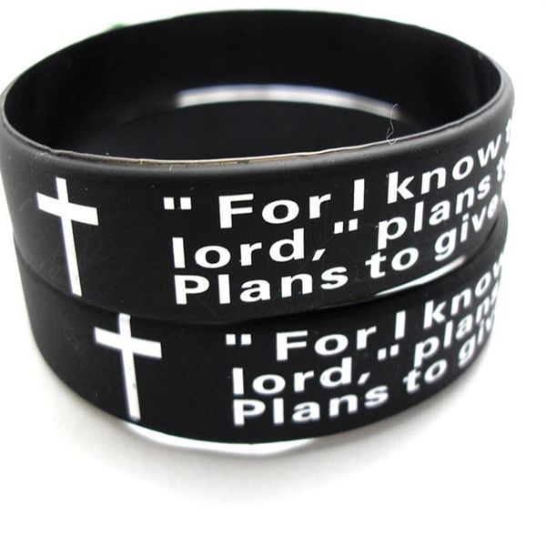 Lotti sfusi 100 pz Inglese jeremiah 2911 lords Prayer Uomo Moda Croce Braccialetti in silicone Braccialetti intero Religioso Gesù Jewe261c