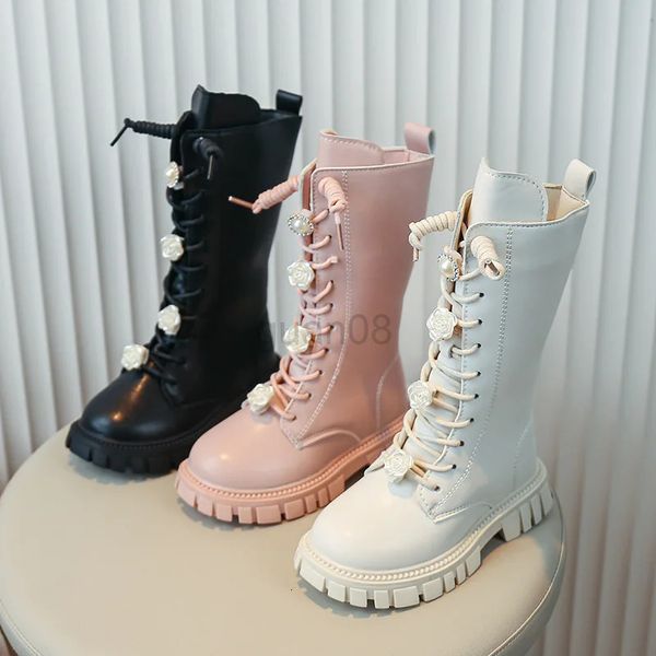 Stivali Autumn Winter Girls Boots Children High Top Boots Show Princess Scarpe per esterni e scarti per bambini per bambini Outdoor Taglia 27-37 231027