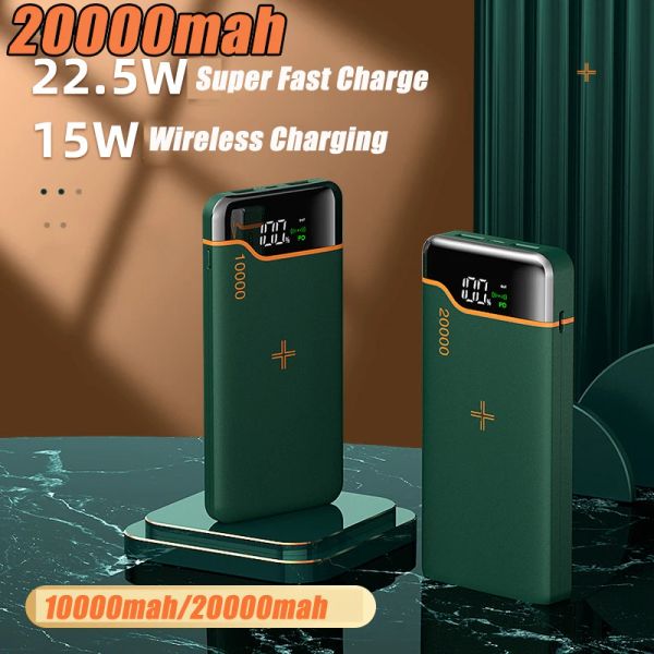 Power Bank di ricarica rapida portatile Output USB 22.5W 10000MAH/20000MAH Wireless Caricatore PowerBank per iPhone Xiaomi Samsung