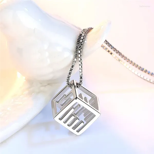 Colares de pingente personalidade única feminina código morse oco cubo geométrico clavícula corrente colar moda jóias presente