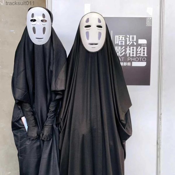 Fantasia de anime sem rosto homem cos espirituoso ay cosplay vem máscara luvas anime miyazaki hayao manto sem rosto casaco adulto carnaval vem l231027