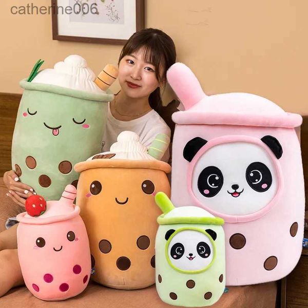 Animali di peluche ripieni NUOVO simpatico cartone animato bubble tea peluche cibo farcito tè al latte bambola morbida boba frutta tazza di tè cuscino cuscino giocattoli per bambini regalo di compleannoL231027