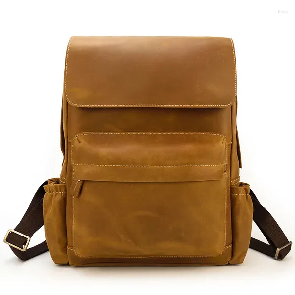 Rucksack Leder Herren Große Kapazität 16 Zoll Computertasche Retro Verrückte Größe