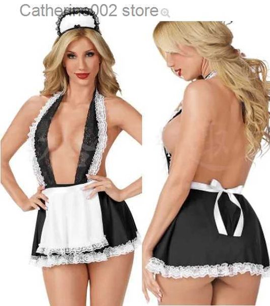 Conjunto sexy lingerie sexy babydoll vestido de empregada uniforme vem role play vestuário exótico lingerie sexy cosplay festa clube roupas uniforme de empregada t231027