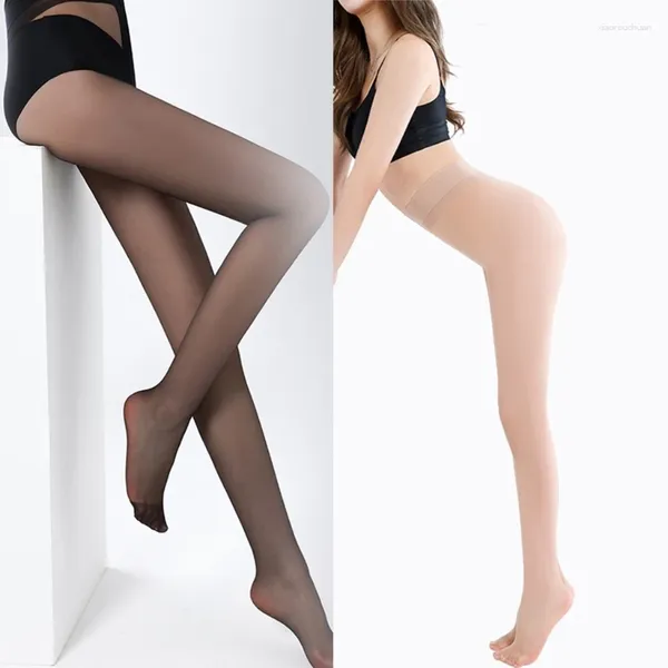 Kadınlar SOCKS ipeksi külotlu çorap düz renk görünmez t-crotch ultra ince seksi şeffaf