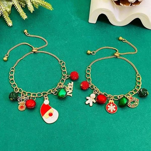 Charm Armbänder Weihnachtsarmband für Frauen Kreative Schneeflocke Elch Glocke Weihnachtsmann Anhänger Ausziehbare festliche Accessoires