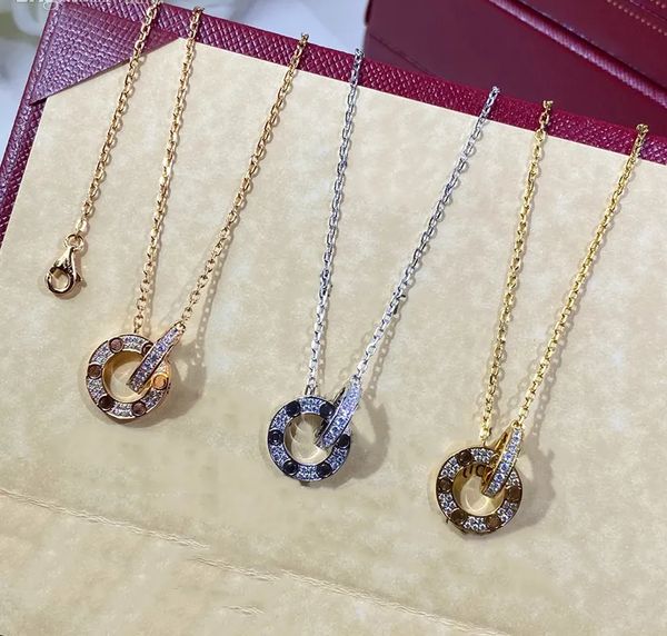 Colar de amor para mulheres pingente de diamante colares banhado a ouro 18k marca de moda designer jóias presente