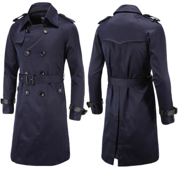 Miscele di lana da uomo 2023 Uomo Primavera Autunno Frangivento Soprabito Lungo Trench con cintura Cappotto da marinaio maschile Cappotto da marinaio doppio petto 231026