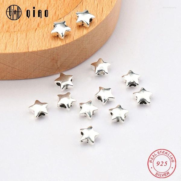 Pietre preziose sciolte 5.6MM 5PCS 925 Sterling Silver Spacer Star Beads Squisito Pentagramma Collana braccialetto Creazione di gioielli fai da te