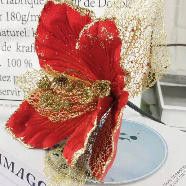 Dekorative Blumen künstliche Simulation Gold Pulver Weihnachtsblume DIY -Baum Arrangement Accessoires Artikel Artikel