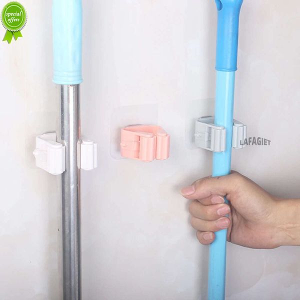 Supporto per organizzatore per mop montato a parete Gancio per scopa Rack di stoccaggio Aspirazione per bagno Ganci per tubi sospesi Clip di bloccaggio Rack per mop senza soluzione di continuità