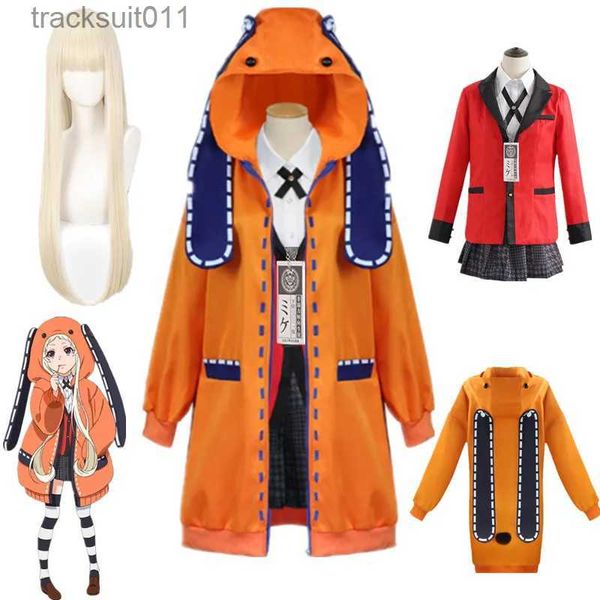Fantasia de anime anime kakegurui yomotsuki runa cosplay vem casaco jk escola meninas uniforme jaqueta com capuz halloween carnaval roupas l231027
