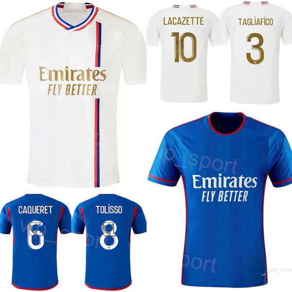 Lione 18 CHERKI maglie da calcio 2023 2024 Club 2 DIOMANDE 22 MATA 24 LEPENANT 7 BALDE 47 JEFFINHO 3 TAGLIAFICO 8 TOLISSO 6 CAQUERET Kit maglia da calcio per gli appassionati di sport