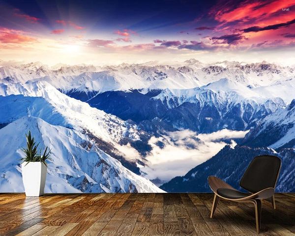 Tapeten Papel De Parede Schneeberg unter schönem Himmel 3D-Tapete Wohnzimmer TV Wand Schlafzimmer Küche Papiere Home Decor Wandbild