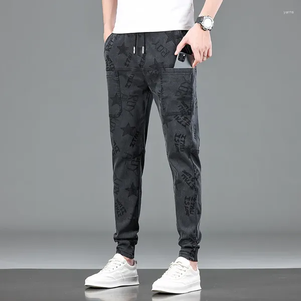 Pantaloni da uomo Vita elastica Casual Multi-tasche Design stampato Pantaloni sportivi larghi da uomo elasticizzati comodi alla moda