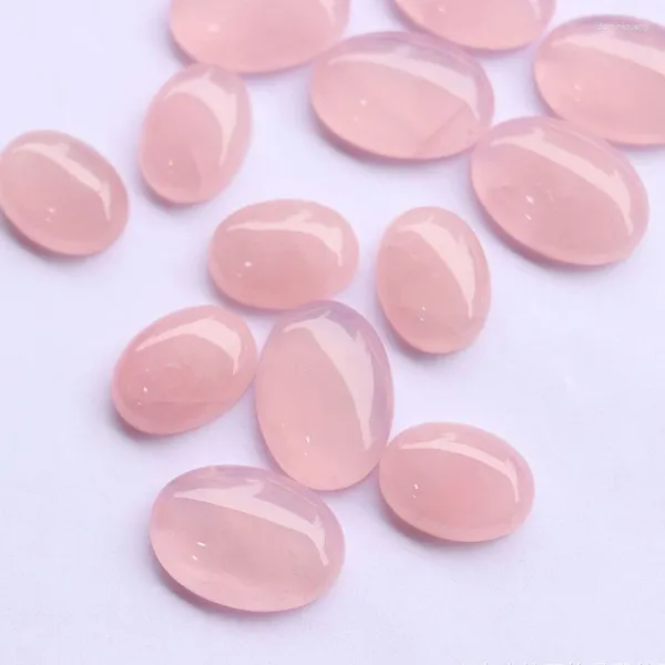 Pedras preciosas soltas natural rosa quartzo oval cabochão pedra plana contas de cristal para fazer brincos pingente sem furo descobertas de jóias de pedras preciosas