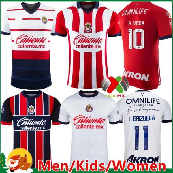 23 24 Chivas de Guadalajara Futbol Forması 2023 2024 Homeliga MX A.Zaldivar Calderon J.macias Brizuela A.Vega Ponce Alvarado Hombre Erkekler Çocuklar Futbol Jersey Kiti