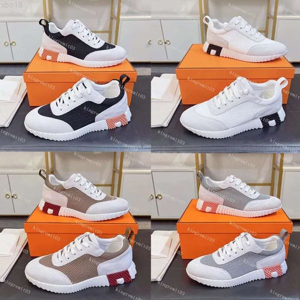 18Designer Bouncing Sneaker Scarpe casual in pelle scamosciata Scarpe da ginnastica Patchwork traspirante Mesh Scarpe da corsa Donna Uomo Bounce Sneaker Scarpa piatta in gomma antiscivolo con scatola