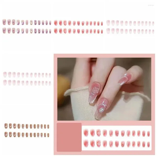 Falsche Nägel 24 teile/satz Drücken Sie Auf Schmetterling Volle Abdeckung Nail art Tipps Maniküre Material Blume Gefälschte Lange Ballett Geformt