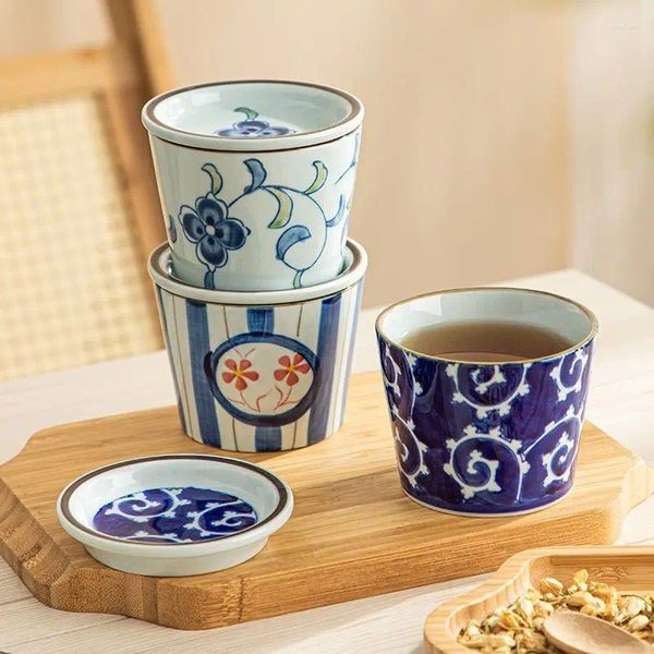 Canecas Xícara de chá japonesa com tampa caneca água pequena pintada à mão em torno do fogão conjunto de cozinha