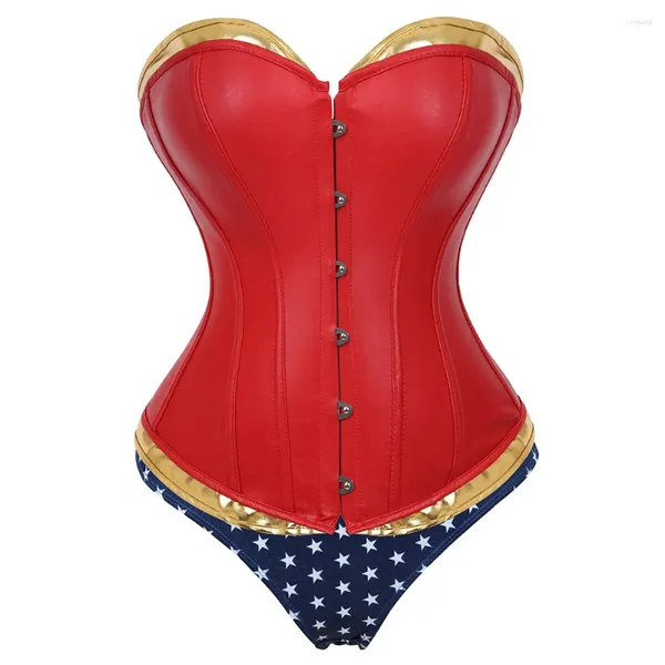 Bustini Corsetti Donna Sexy Corsetto overbust in ecopelle Bustier Top Cincher Body Shaper Lingerie Taglie forti