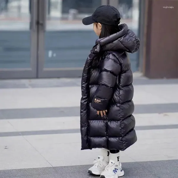 Para baixo casaco de inverno jaqueta infantil engrossado longo preto ouro algodão meninas roupas outerwear crianças adolescente snowsuit ch25