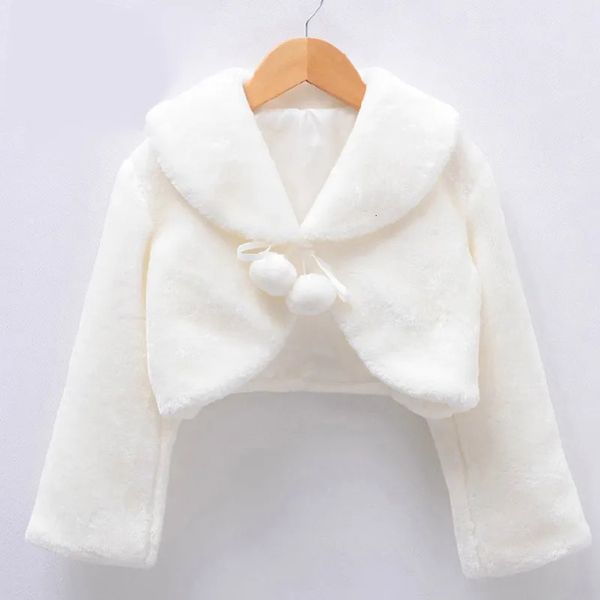 Giacche Bambini Ragazze Principessa Addensare Peluche Giacca Crop Avvolge Scialle Fiore Maniche lunghe Bolero Mantello caldo Matrimonio Compleanno Festa Cappotto 231027