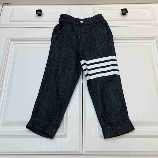 Роскошные детские брюки с эластичной резинкой на талии, детские джинсы, размер 100-160 см, детские брюки с украшением в белую полоску, 25 октября