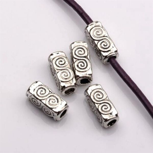 100 Stück Antik Silber Legierung Swirl Rechteck Rohr Abstandshalter Perlen 4 5mmx10 5mmx4 5mm für Schmuckherstellung Armband Halskette DIY Accesso305G