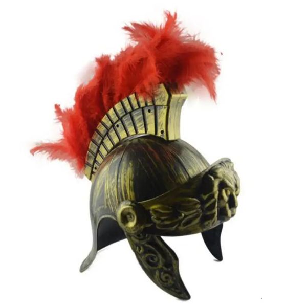 Chapéus de festa Cos Masquerade Capacete Espartano Guerreiro Chapéu Romano Spartacu Samurai Chapéu Medieval Antigo Romano Vintage Capacete Pena 231026