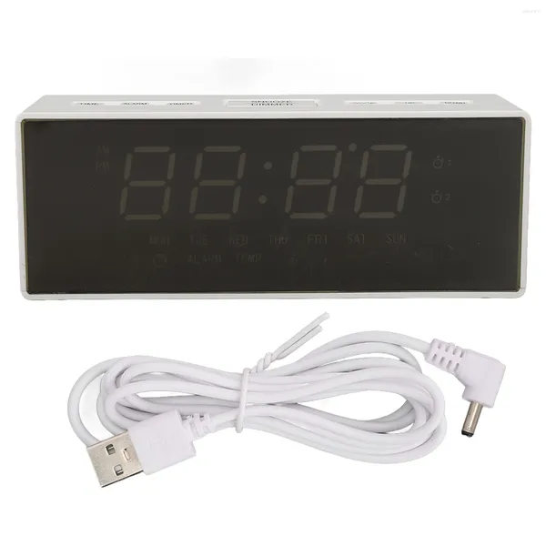 Uhrenboxen LED-Spiegel Elektronische Uhren ABS-Temperaturmonitor Digitaler Wecker 3 Helligkeitsstufen für Wohnzimmerbüro