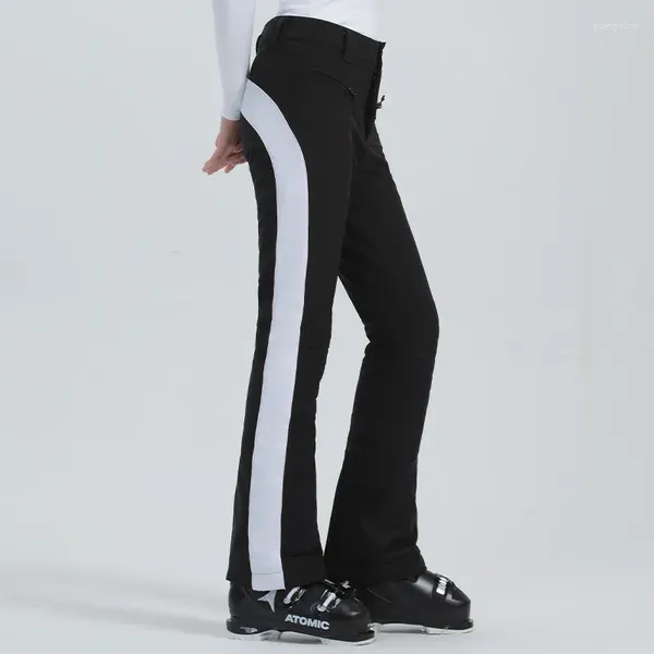 Pantaloni da sci Pantaloni da sci da donna Pantaloni da snowboard elastici Antivento Impermeabile Traspirante Addensare Cerniera termica per gli sport invernali