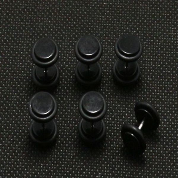 Gioielli per tutto il corpo Pierceing Moda 10 pezzi Tappi per le orecchie falsi in acrilico di colore nero Calibro Nuovi orecchini illusione da 8 mm316x