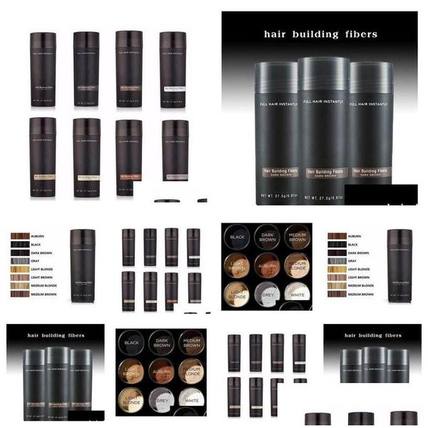 Produtos para perda de cabelo Produtos para perda de cabelo Drop Top Building Fibers 27.5G Thinning Concealer Instant Keratin Powder Black Spray Aplicador Dhbtd