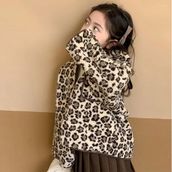 Jaquetas crianças meninas leopardo jaqueta casaco para crianças bebê inverno pele moda wear boutique criança roupas outfit 2-8yrs