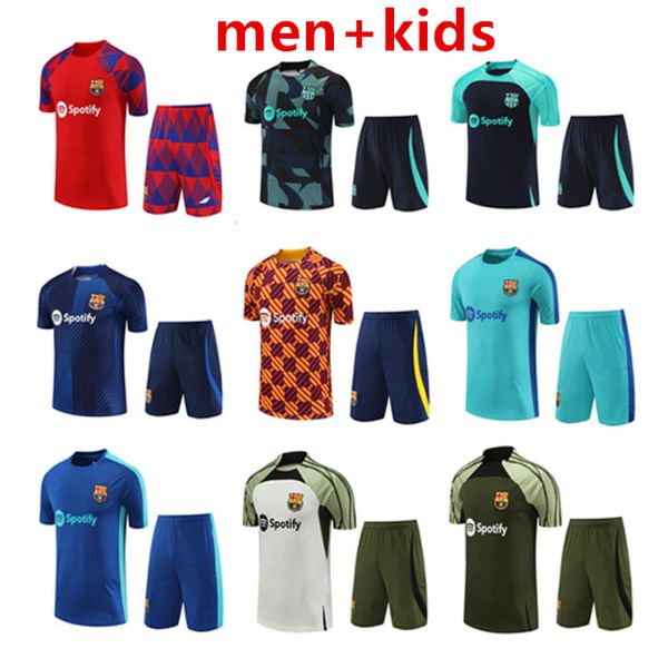 23 24 Kinder Barcelona Kurzärmele Barca Erwachsene Jungen Lewandowski F. de Jong Training Anzug Chandal Futbol Survetement Ansu Fati Camisetas de Football Tracksuit Kit