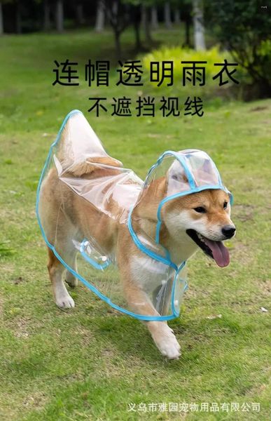 Vestuário para cães fornece capa de chuva Teddy Fadou pequeno e médio transparente PU moda animal de estimação