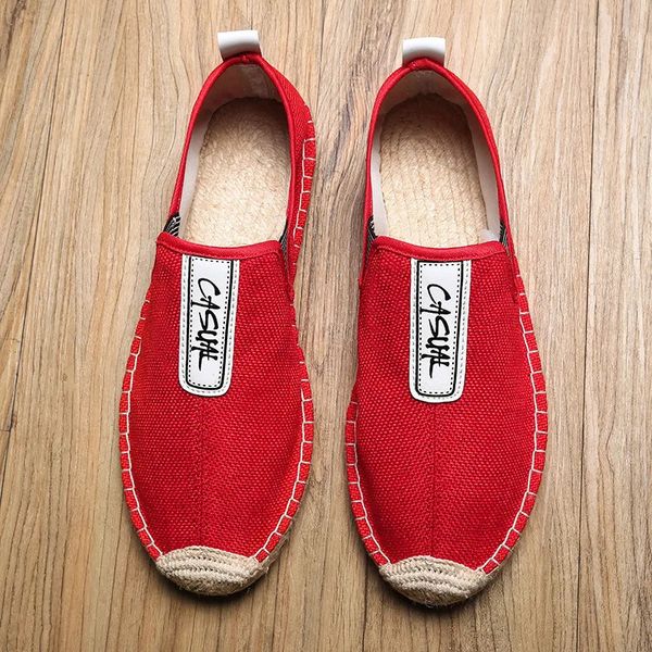 Kleid Schuhe Leinen Männlich Casual Loafers Herren Wohnungen Weben Fischer männer Handgemachte Espadrilles Elegante Fahren Männer 231026