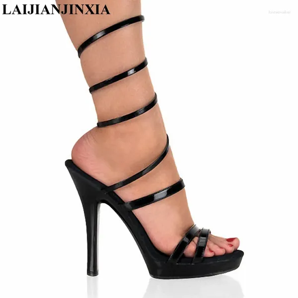 Sandálias laijianjinxia mulher verão sexy moda tamanho grande 34-46 super salto alto (13cm) sapatos femininos bombas de casamento