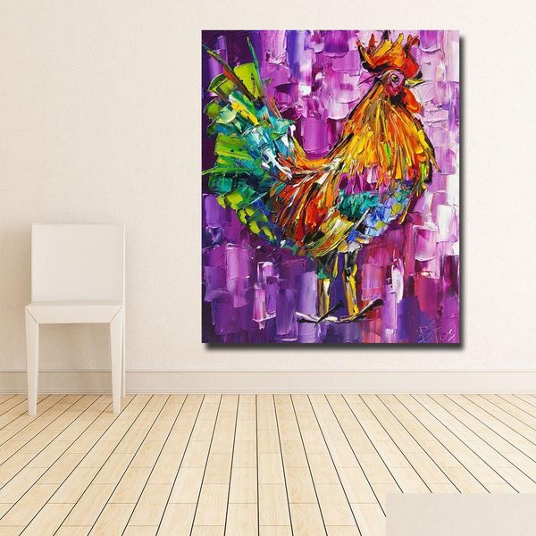 Gemälde Abstrakte Tiermalerei Huhn Impression Wandbilder für Wohnzimmer Wohnkultur Leinwand Kunst Kein Rahmen Drop Lieferung Gar Dhkso